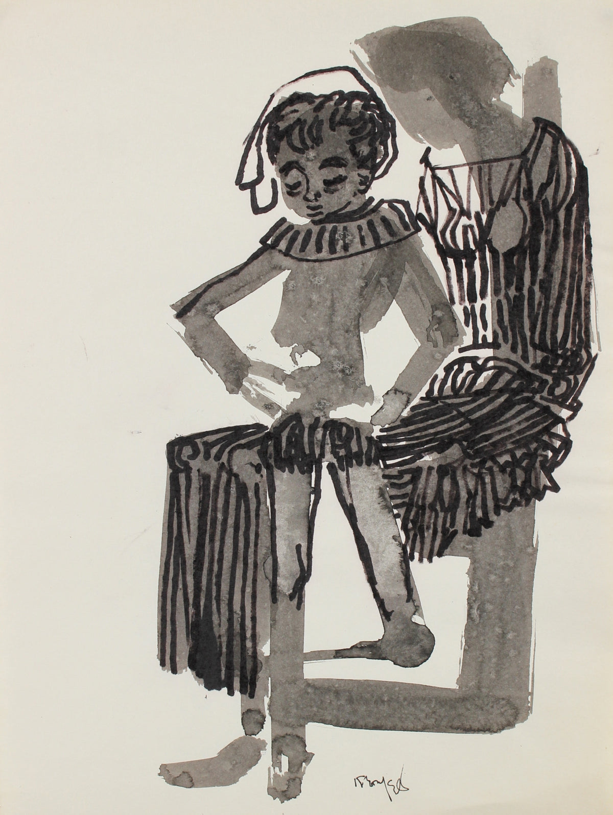 Figure in a Fancy Costume &lt;br&gt;1960-80s Ink &lt;br&gt;&lt;br&gt;#99564