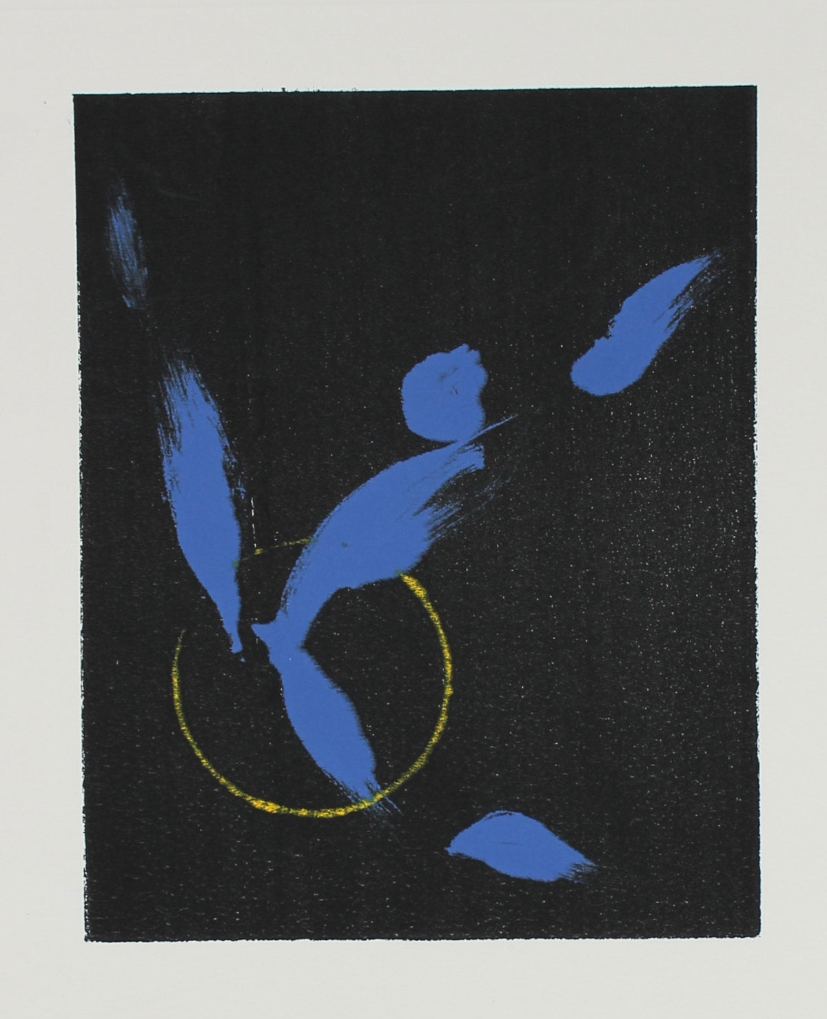 Abstract Print in Black Blue and Yellow<br>1990-2000s Monotype <br><br>#99633
