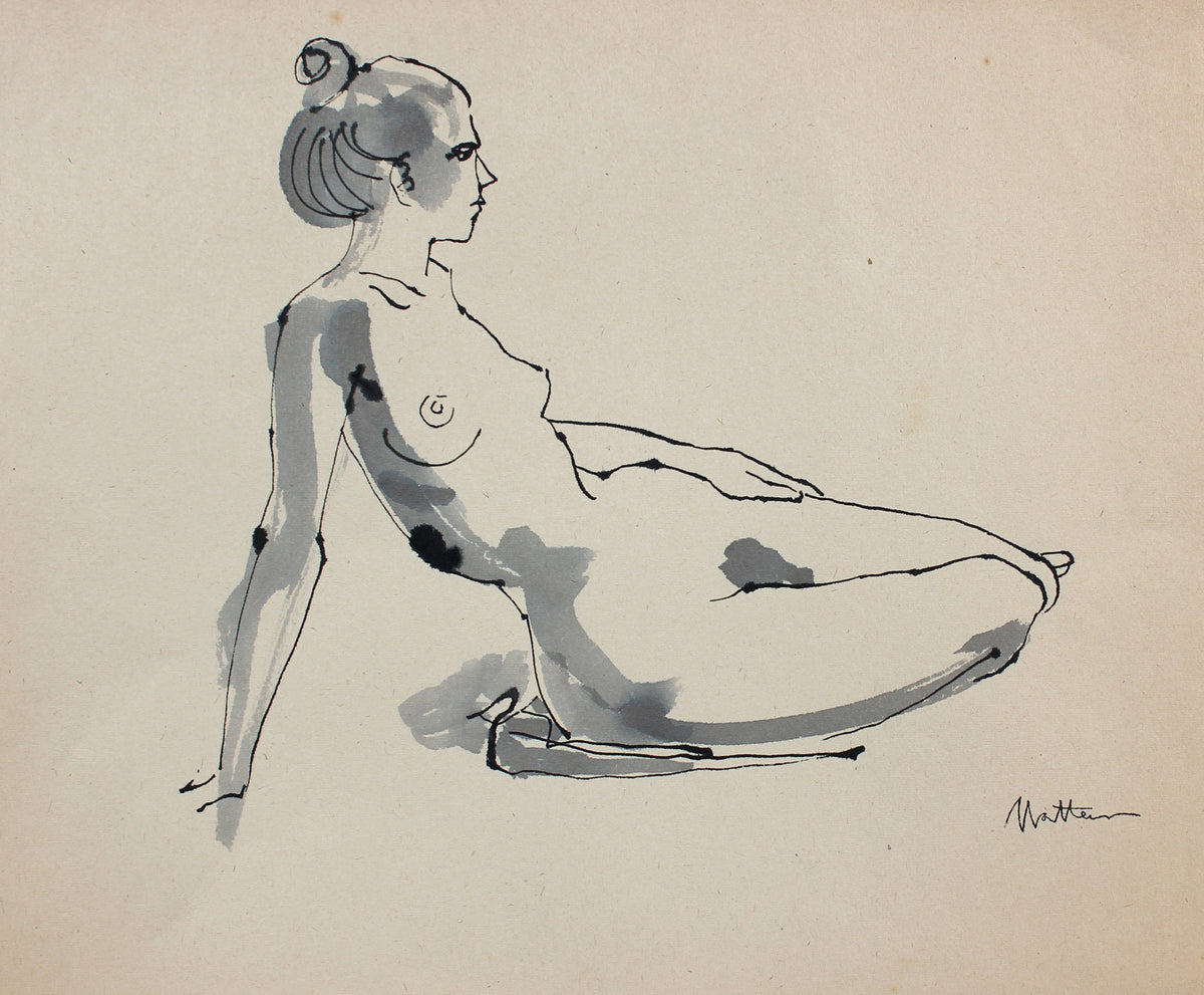 Recling Nude Female Figure Study &lt;br&gt;20th Century Ink &lt;br&gt;&lt;br&gt;#99725