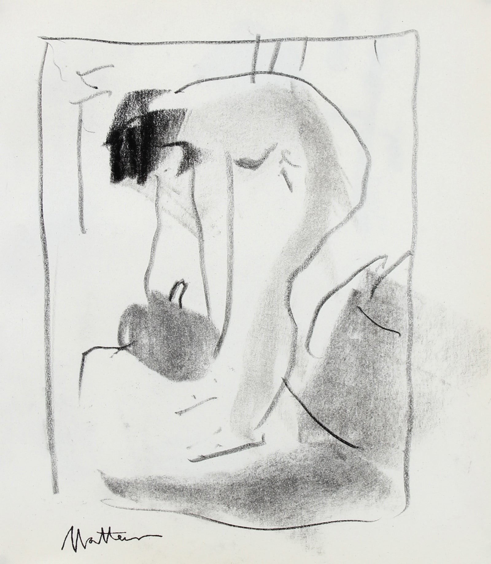 Abstracted Nude Figure<br>20th Century Charcoal <br><br>#99746