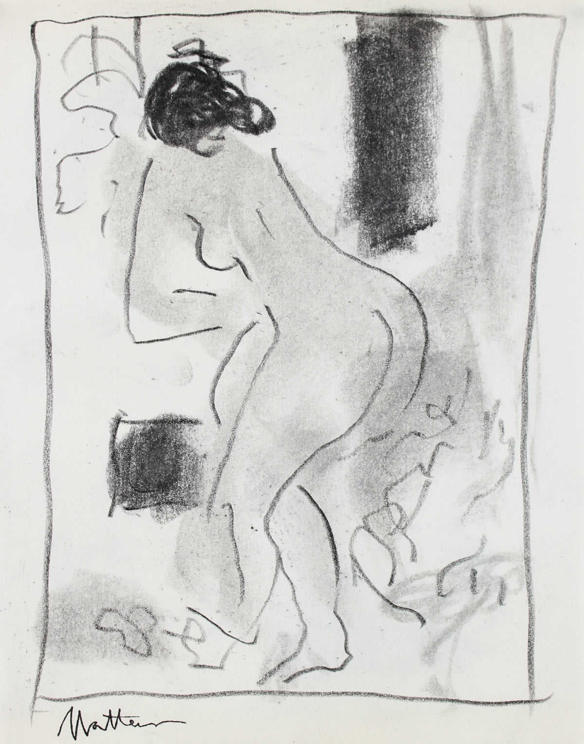 Abstracted Nude Figure&lt;br&gt;20th Century Charcoal &lt;br&gt;&lt;br&gt;#99750
