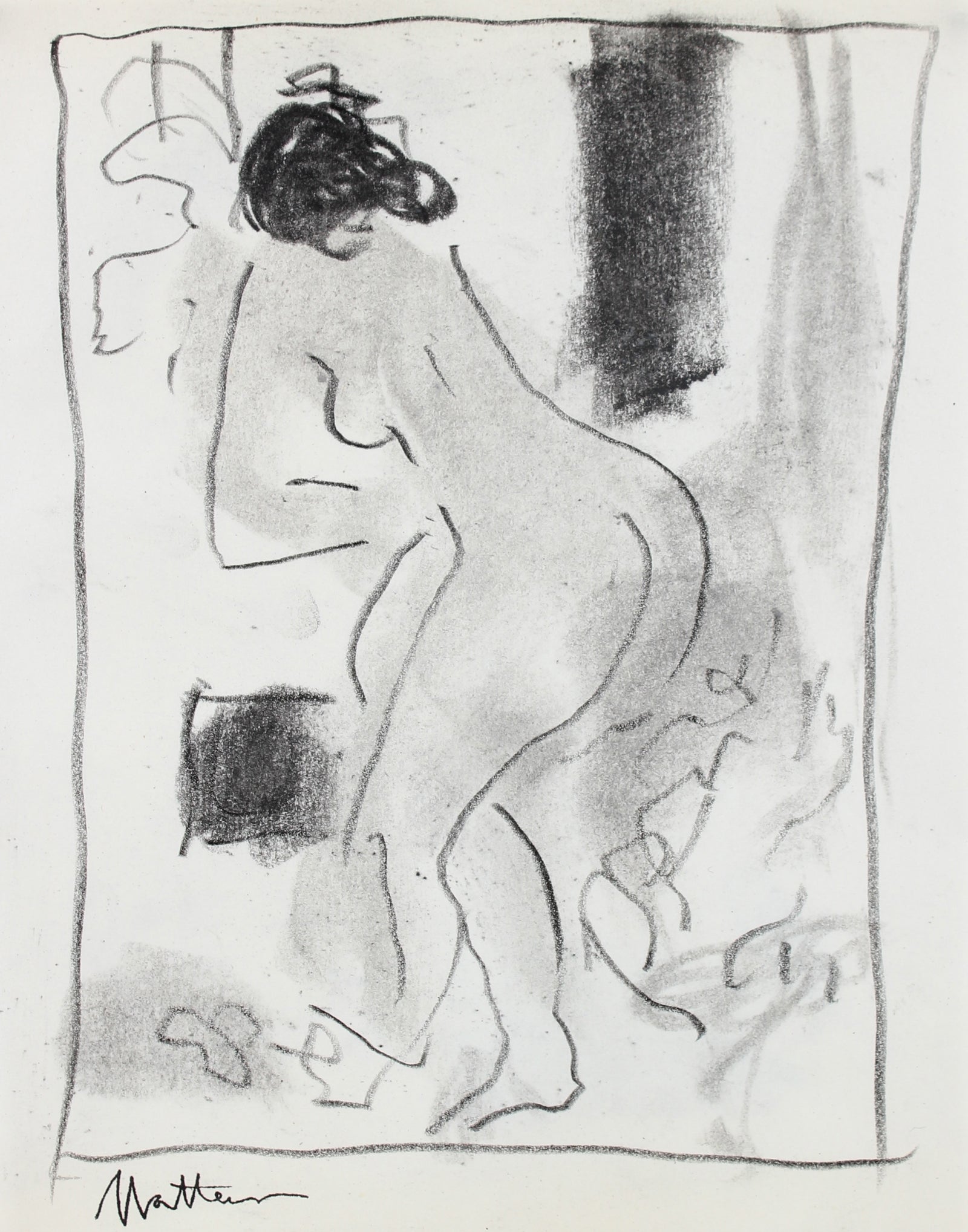 Abstracted Nude Figure<br>20th Century Charcoal <br><br>#99750