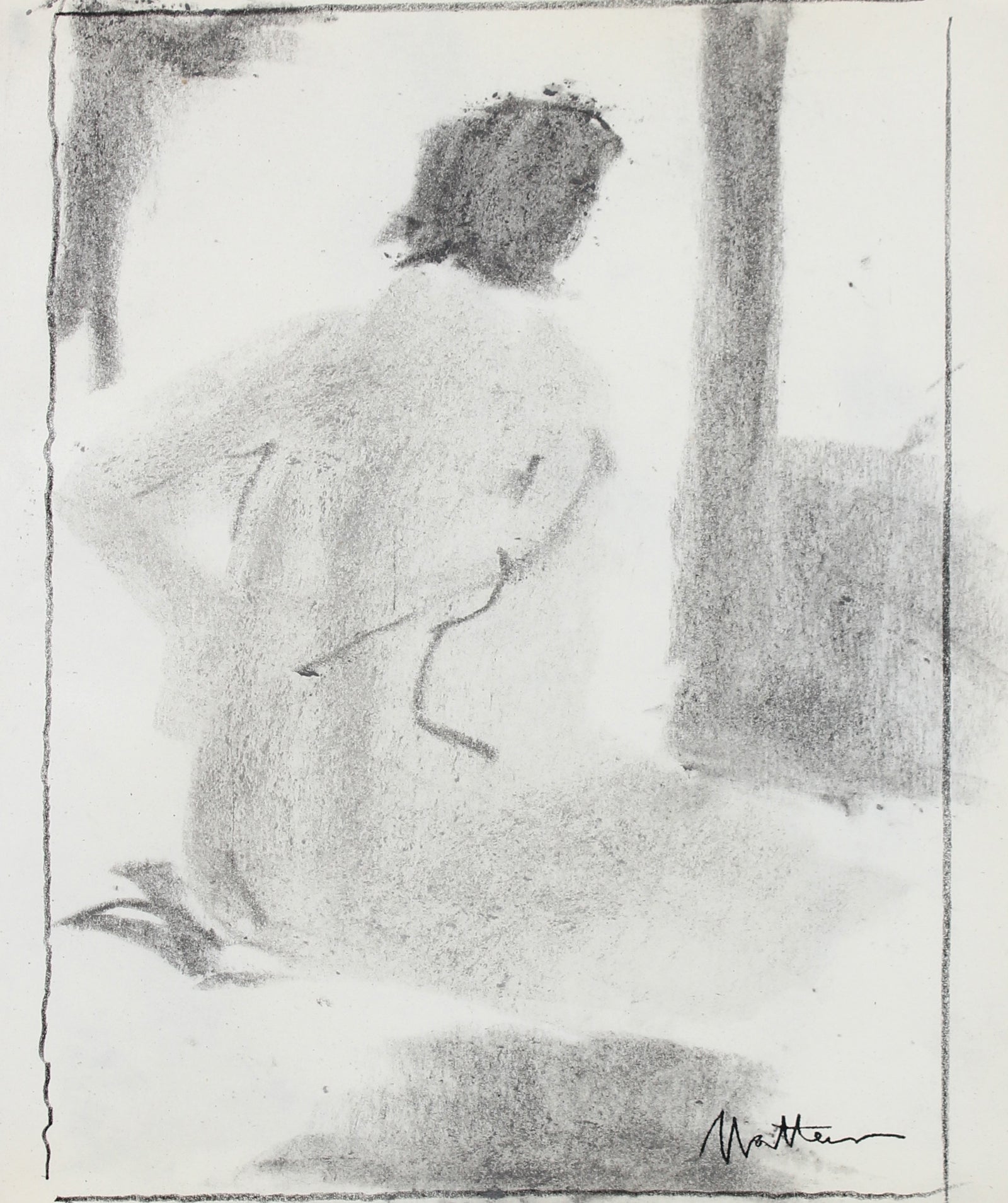 Monochromatic Abstracted Nude <br>20th Century Charcoal <br><br>#99754