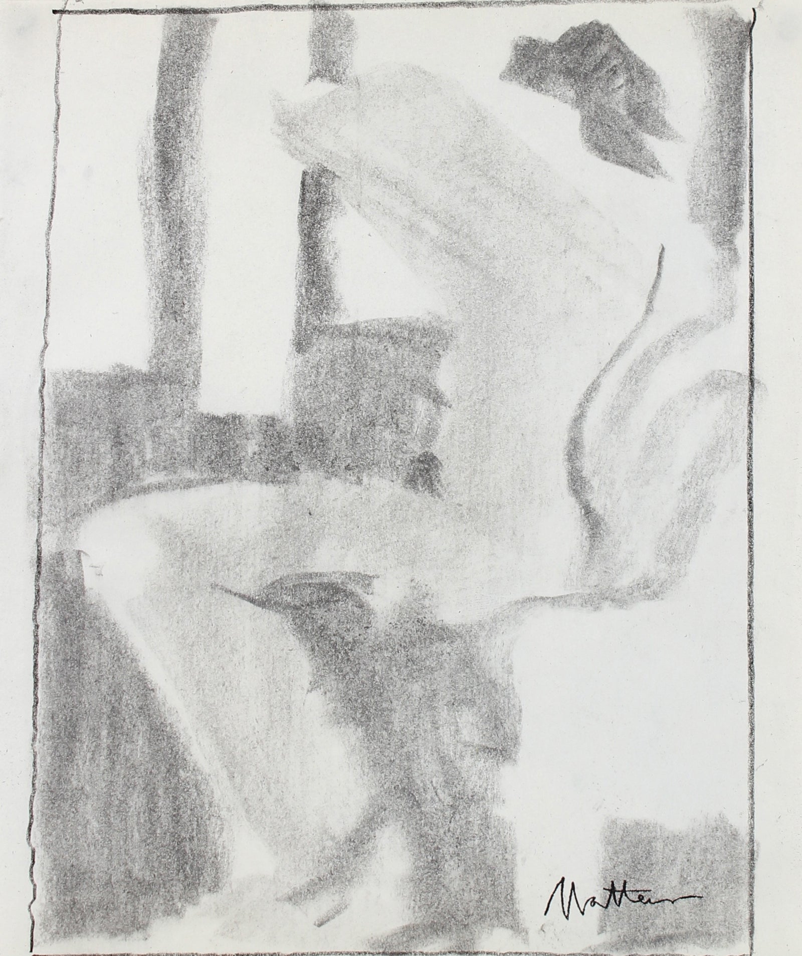 Expressive Figurative Study <br>20th Century Charcoal <br><br>#99756