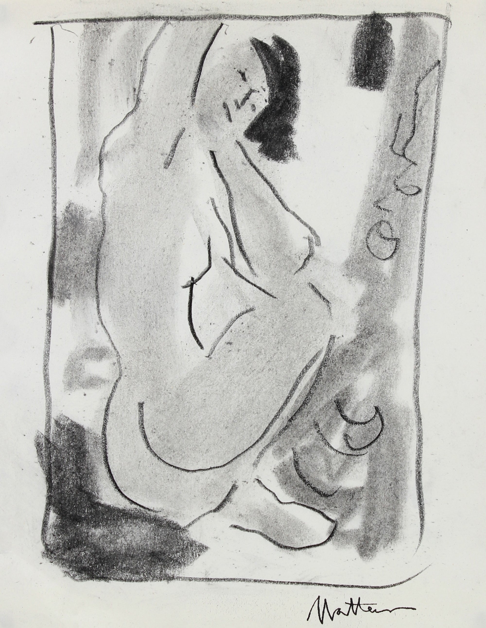 Seated Nude Study <br>20th Century Charcoal <br><br>#99757
