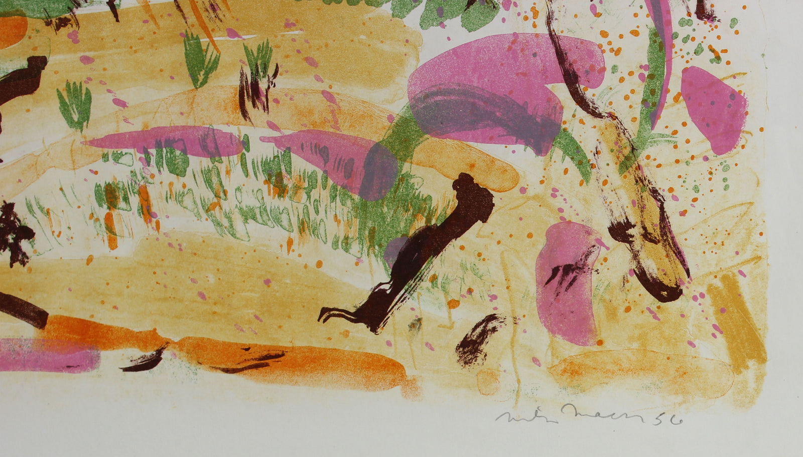 Energetic Vintage Abstract Landscape <br>1956 Lithograph <br><br> #99793