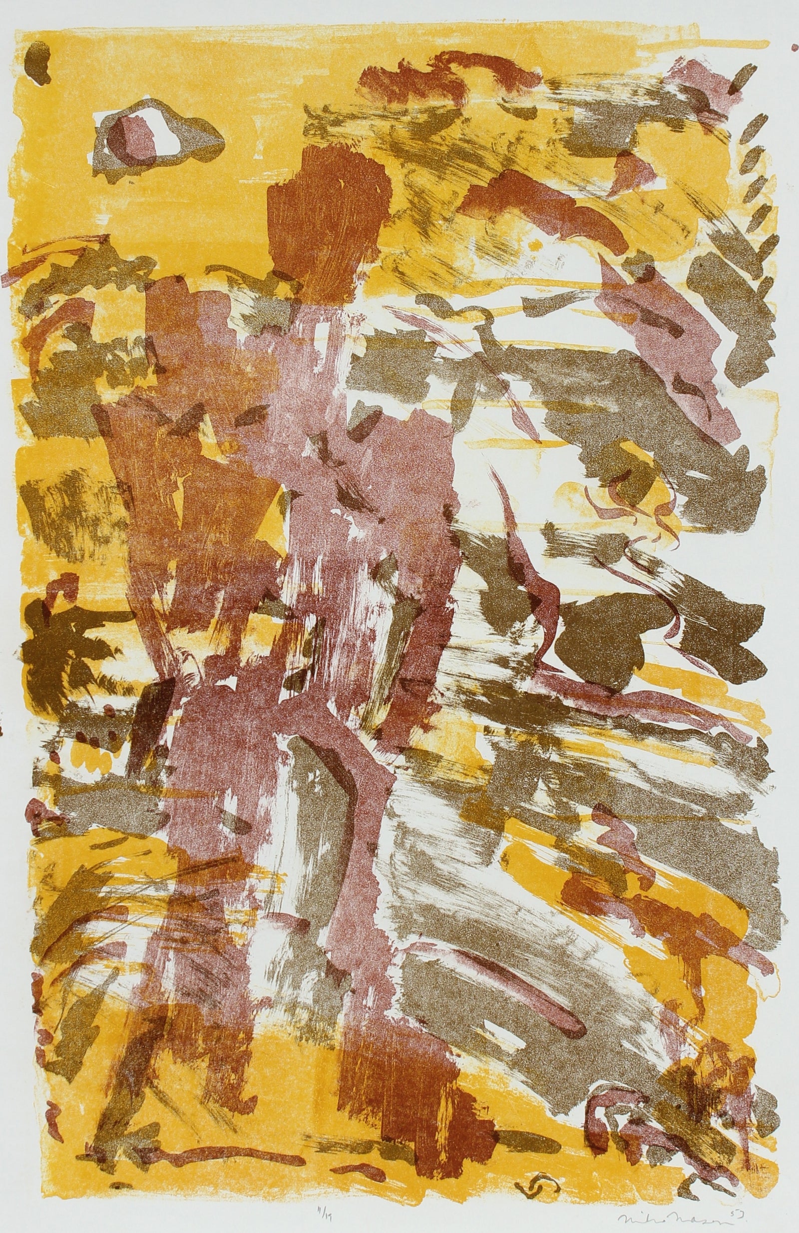 Modernist Figure & Sky <br>1953 Lithograph <br><br>#99798