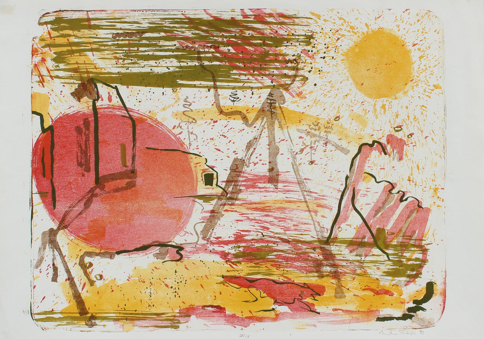 Abstracted Desert Sunrise <br>1951 Lithograph <br><br> #99819