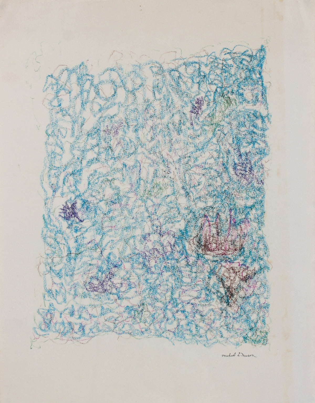 Sky Blue Abstract Color Field &lt;br&gt;1963 Oil Pastel &lt;br&gt;&lt;br&gt;#99837