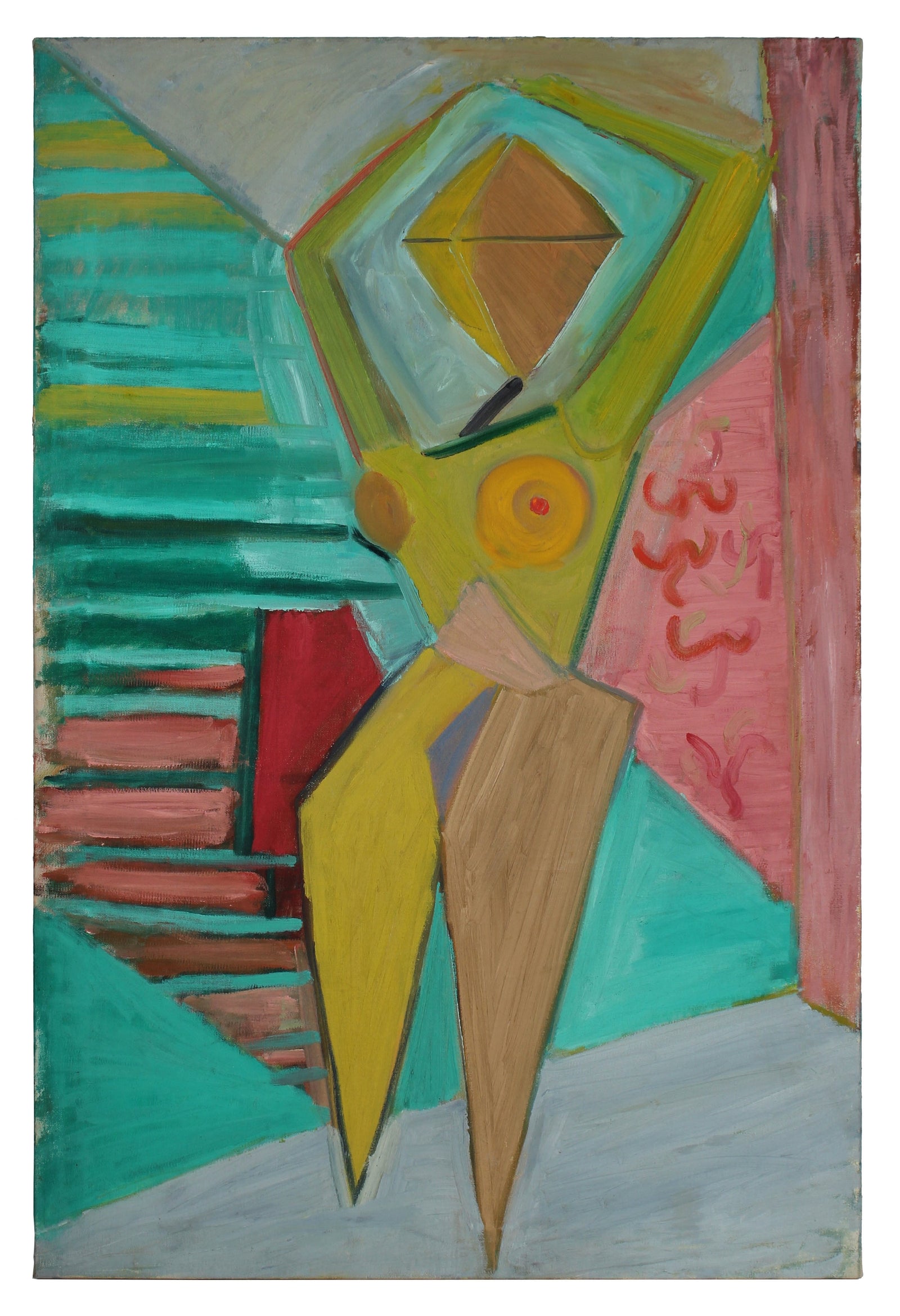 Angular Cubist Nude<br>Late 1950s Oil<br><br>#A0258