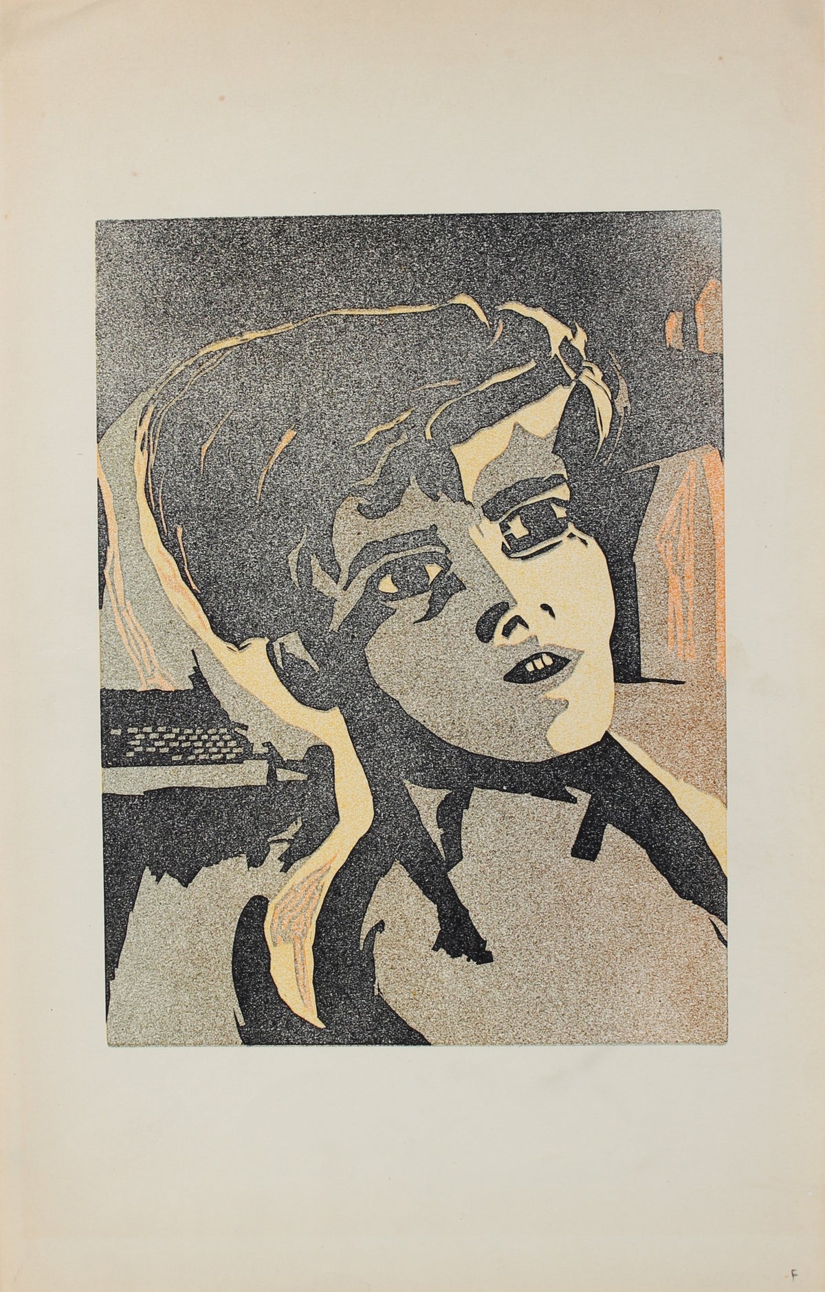 Modernist Wood Cut Face<br>1960-70s<br><br>#A0424