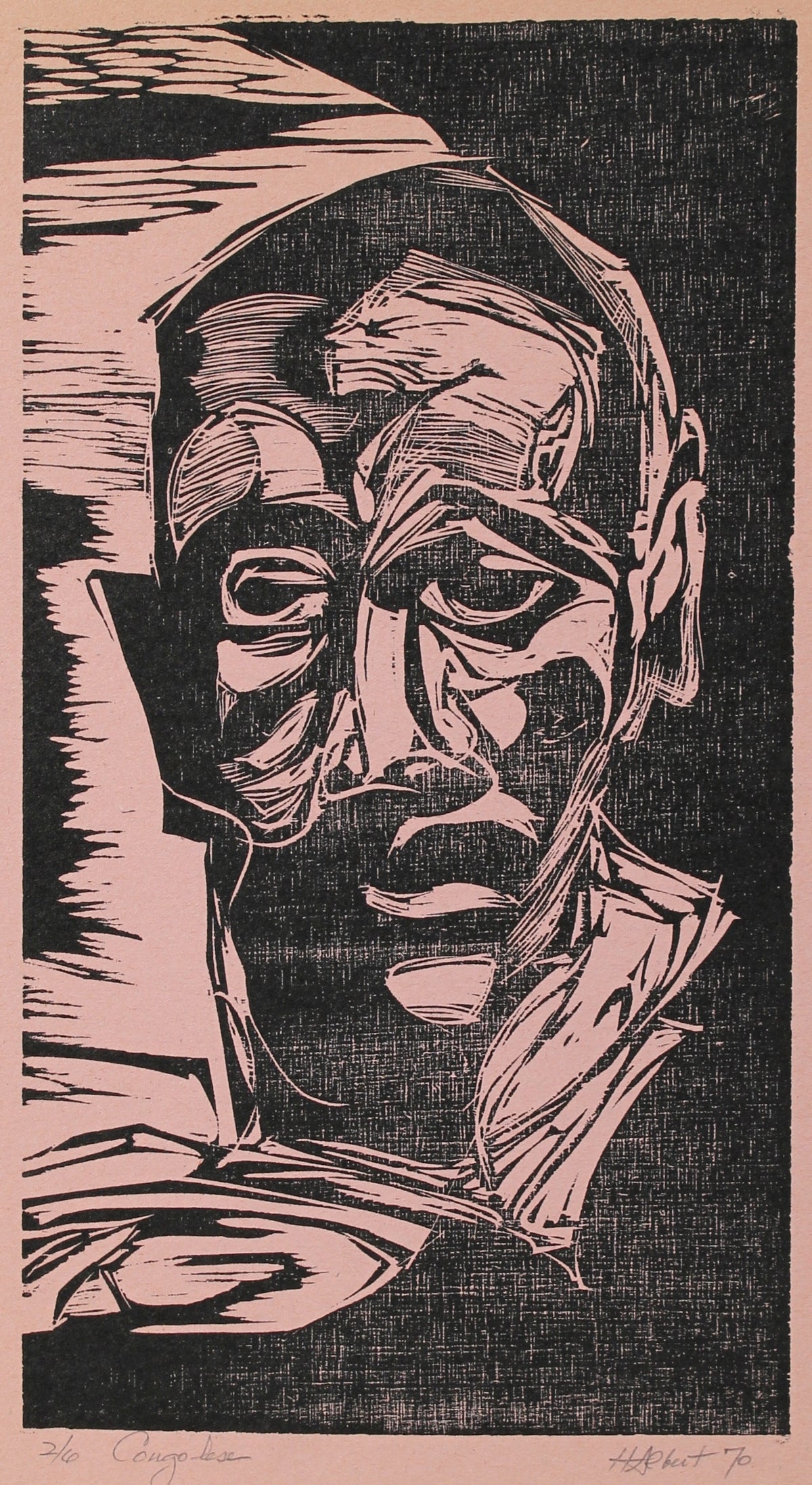 &lt;i&gt;Congolese&lt;/i&gt;&lt;br&gt;1970 Woodcut on Paper&lt;br&gt;&lt;br&gt;#A0431