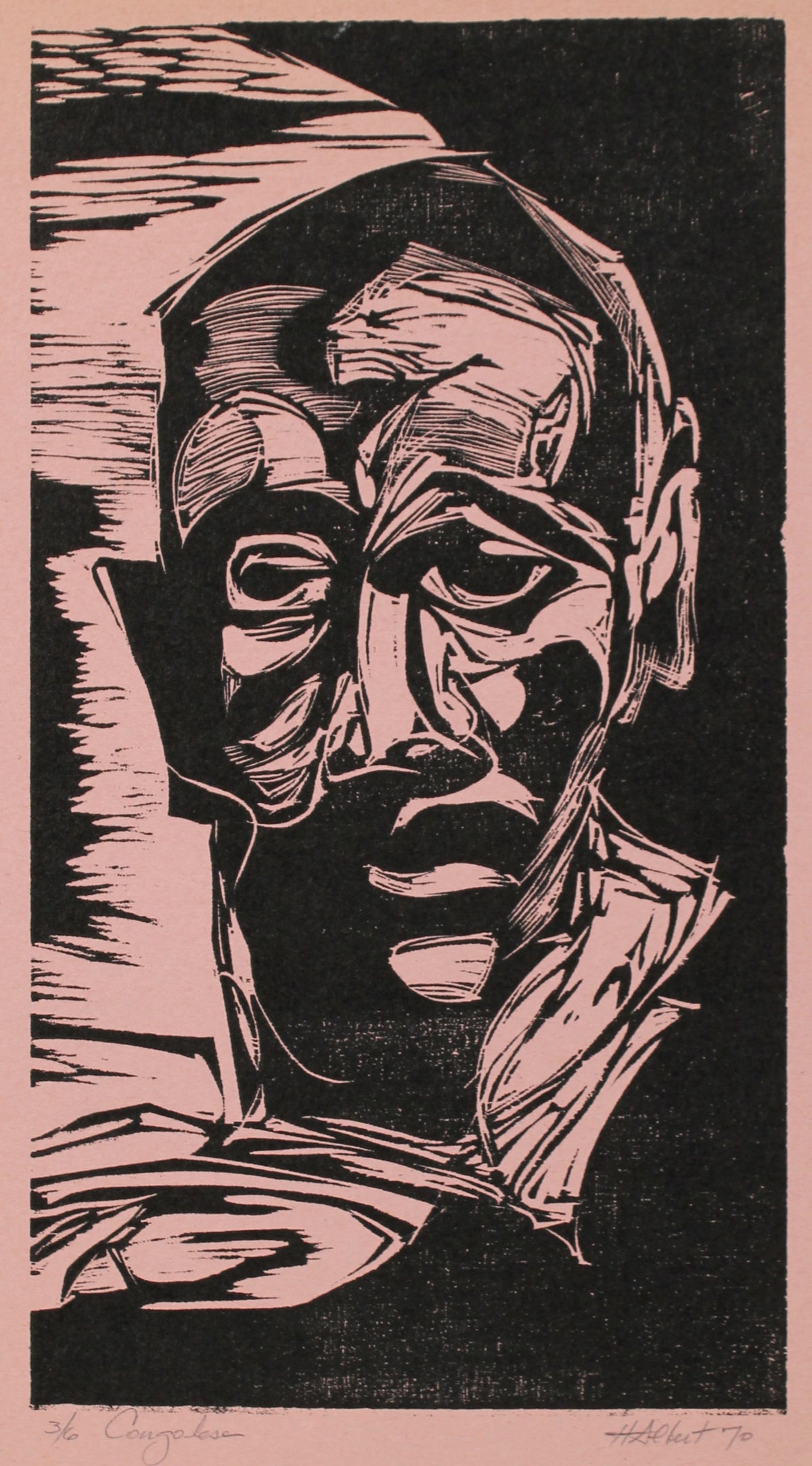 &lt;i&gt;Congolese&lt;/i&gt;&lt;br&gt;1970 Woodcut on Paper&lt;br&gt;&lt;br&gt;#A0432