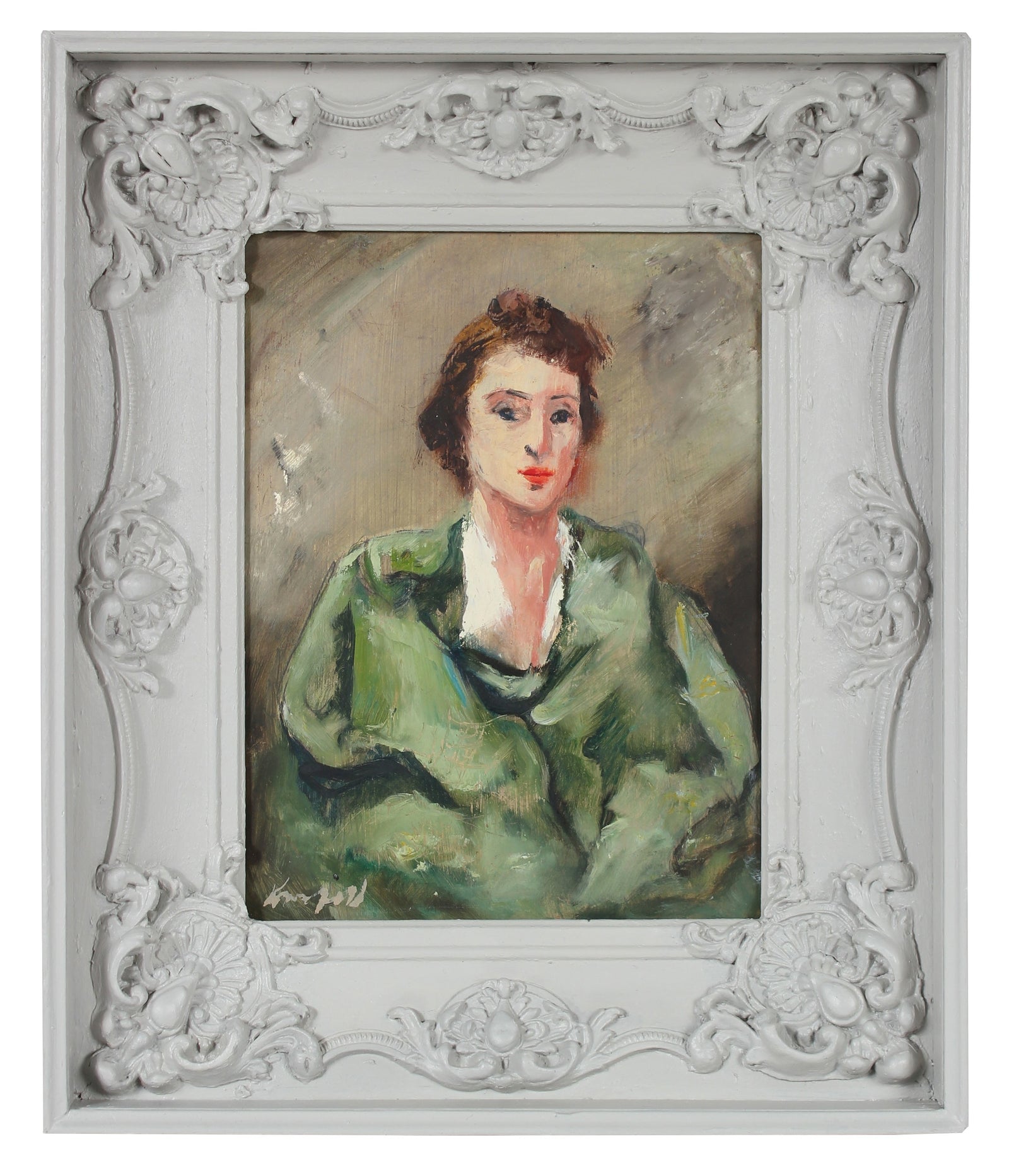 Portrait of the Artist's Sister, Yetta<br>Mid Century Oil Portrait<br><br>#A0685