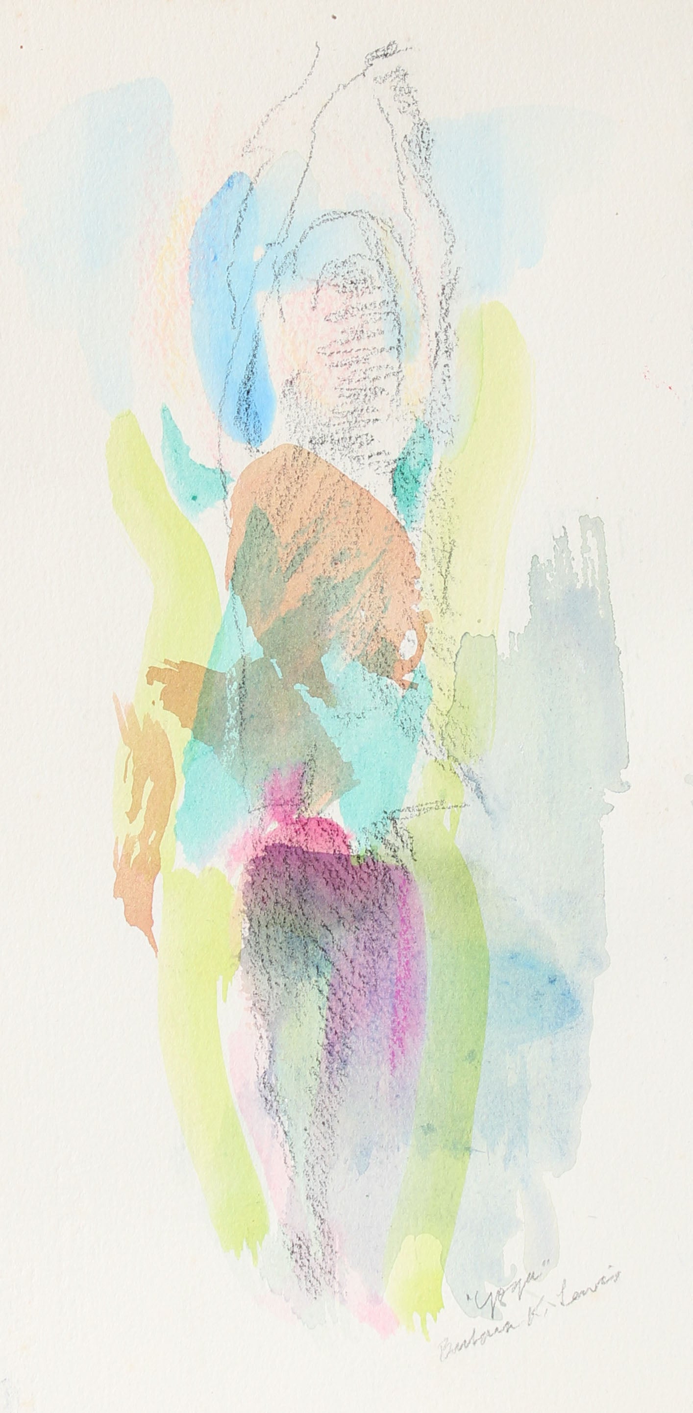 <i>Yoga </i> <br>20th Century Watercolor & Charcoal <br><br>#A0948