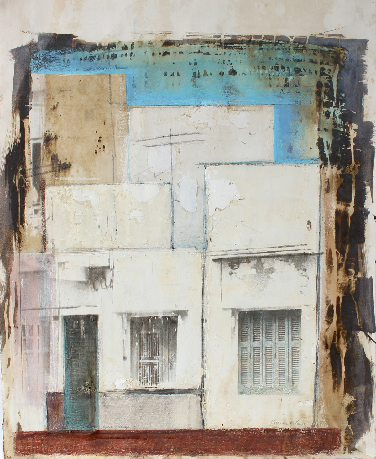 <i>Greek Village</i><br>1978 Photo Transfer, Acrylic & Pastel<br><br>#A1025