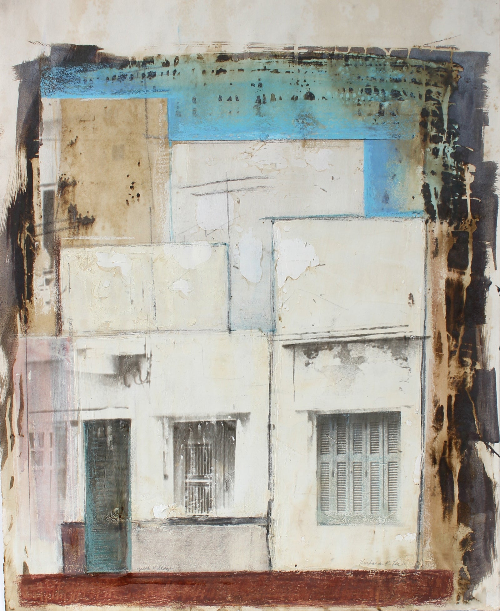 <i>Greek Village</i><br>1978 Photo Transfer, Acrylic & Pastel<br><br>#A1025