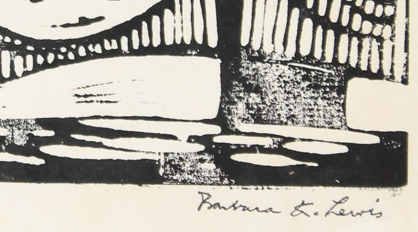 Monochromatic Bridge in Chicago<br>20th Century Woodblock Print<br><br>#A1453