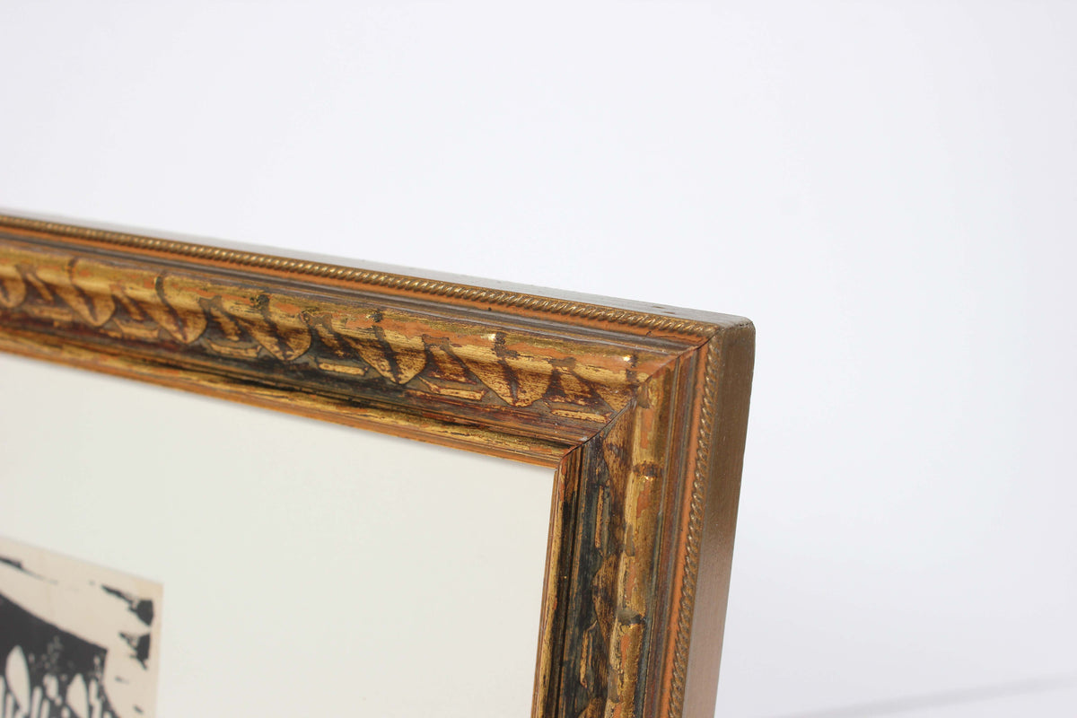 Monochromatic Bridge in Chicago<br>20th Century Woodblock Print<br><br>#A1453