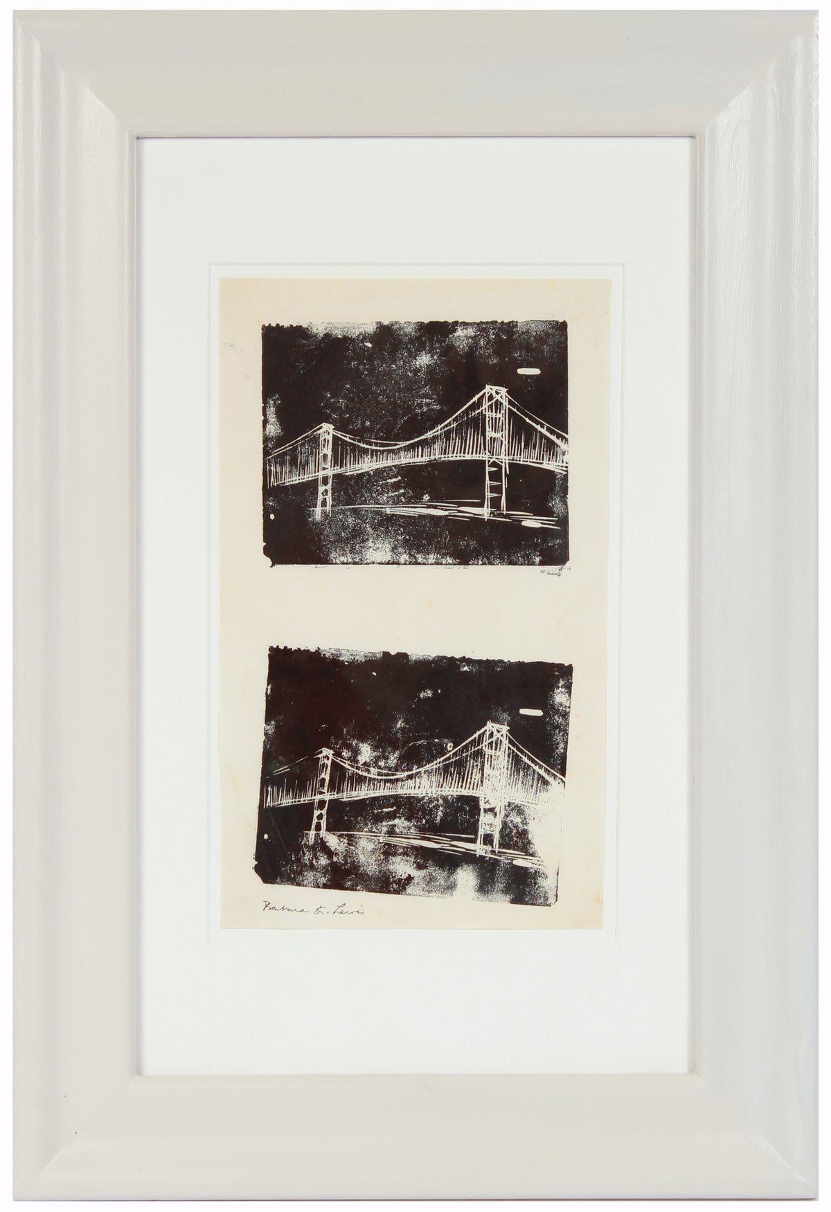 Double Image of a City Bridge &lt;br&gt;20th Century Woodblock &lt;br&gt;&lt;br&gt;#A1478