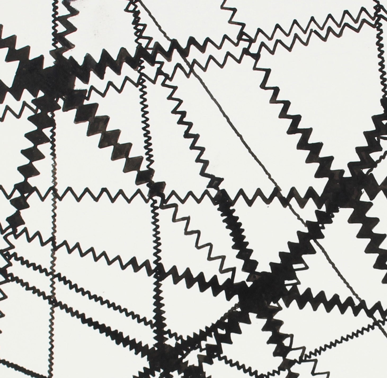 Black & White Linear Zig-Zag Abstract <br>1967 Ink <br><br>#A1498
