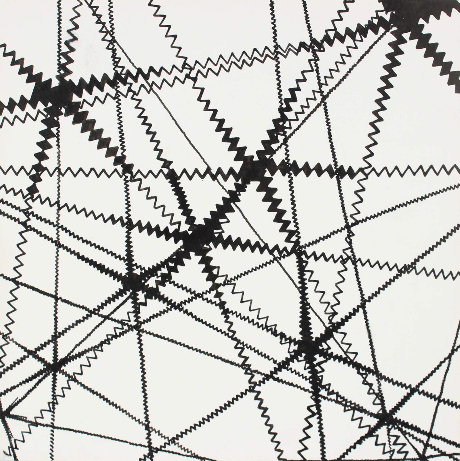 Black & White Linear Zig-Zag Abstract <br>1967 Ink <br><br>#A1498