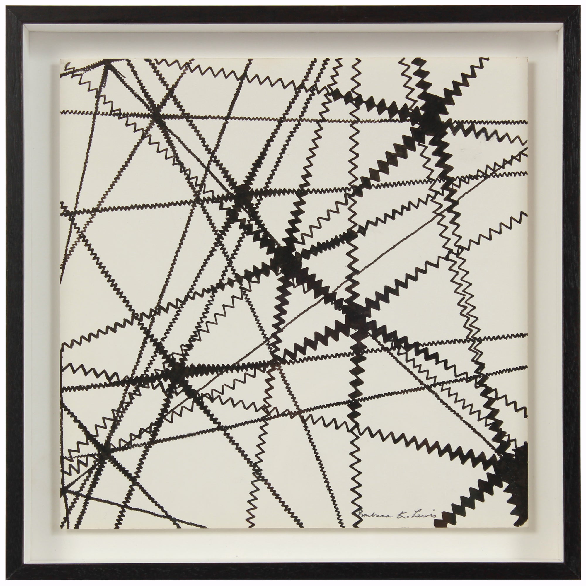 Black & White Linear Zig-Zag Abstract <br>1967 Ink <br><br>#A1498