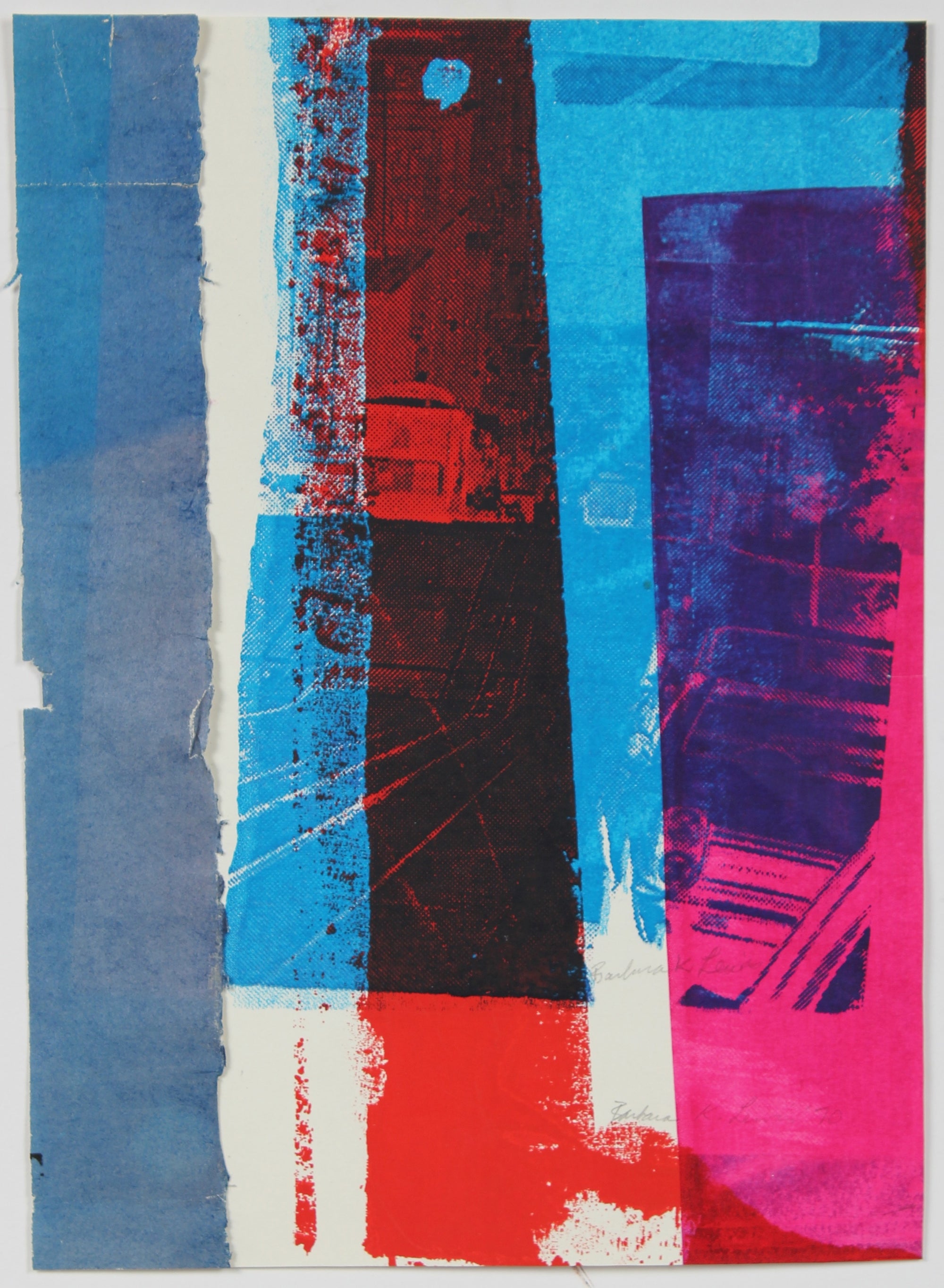 Abstracted Cityscape <br>1970s Serigraph & Collage <br><br>#A1527