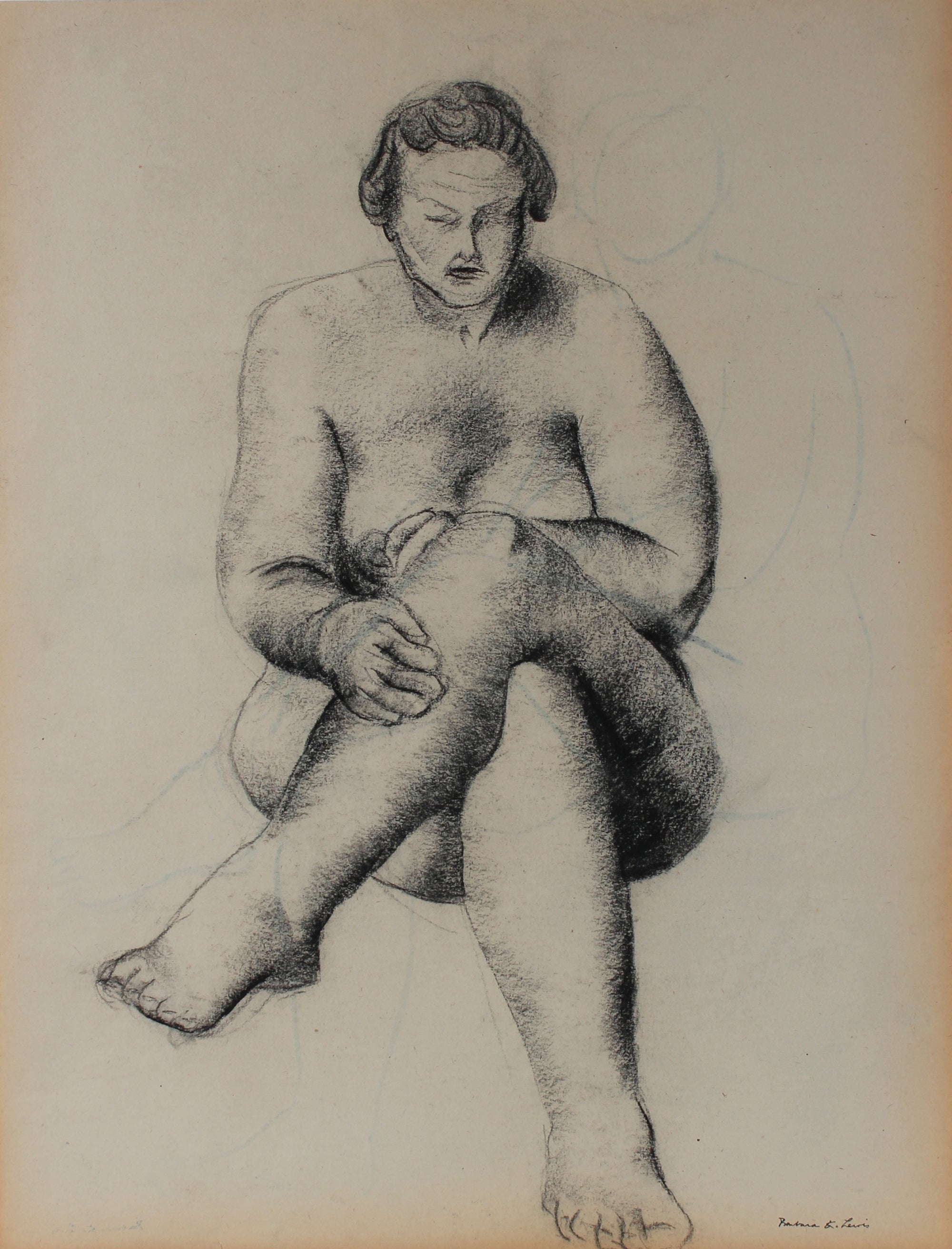 Double Sided Minimal Female Figure <br>1943 Ink & Charcoal <br><br>#A1585