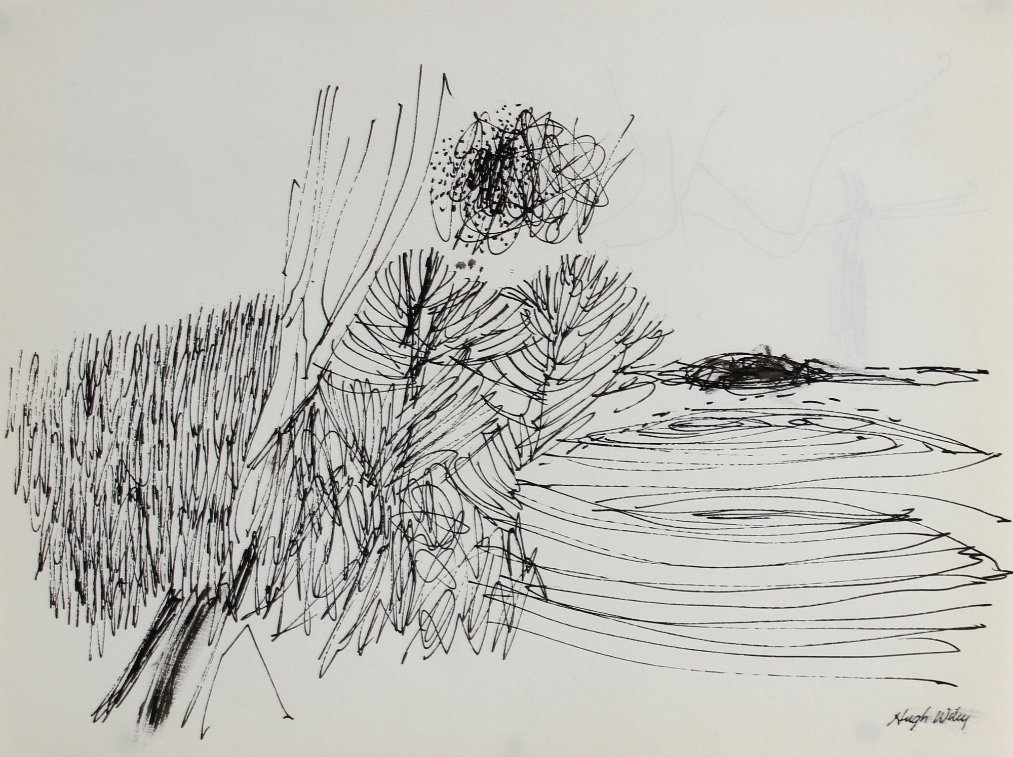 Monochromatic Landscape Drawing <br>1958-59 Ink <br><br>#A1883