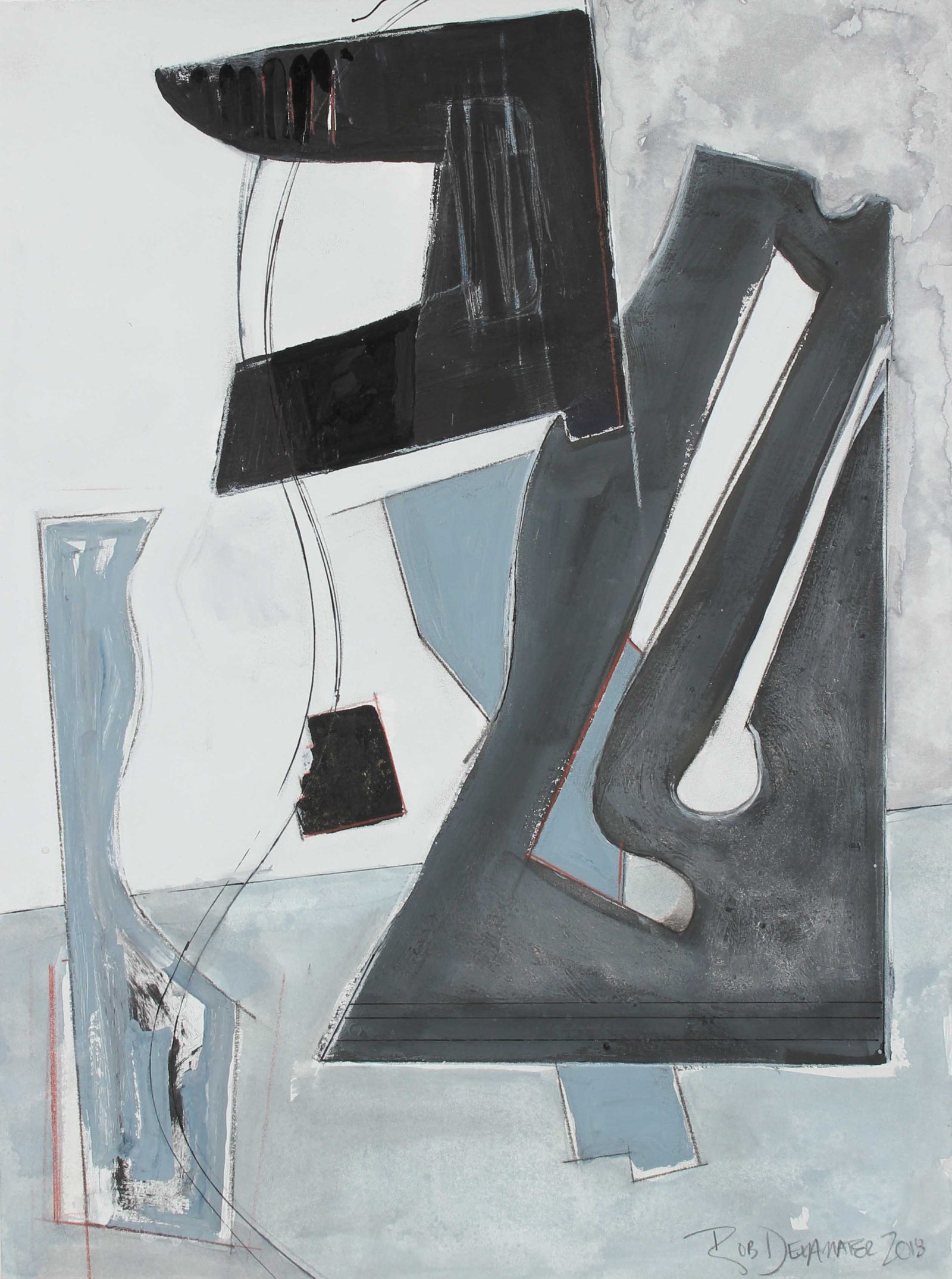 <i>Composition Based on a Guitar I</i><br>2018 Gouache & Mixed Media<br><br>#A2114