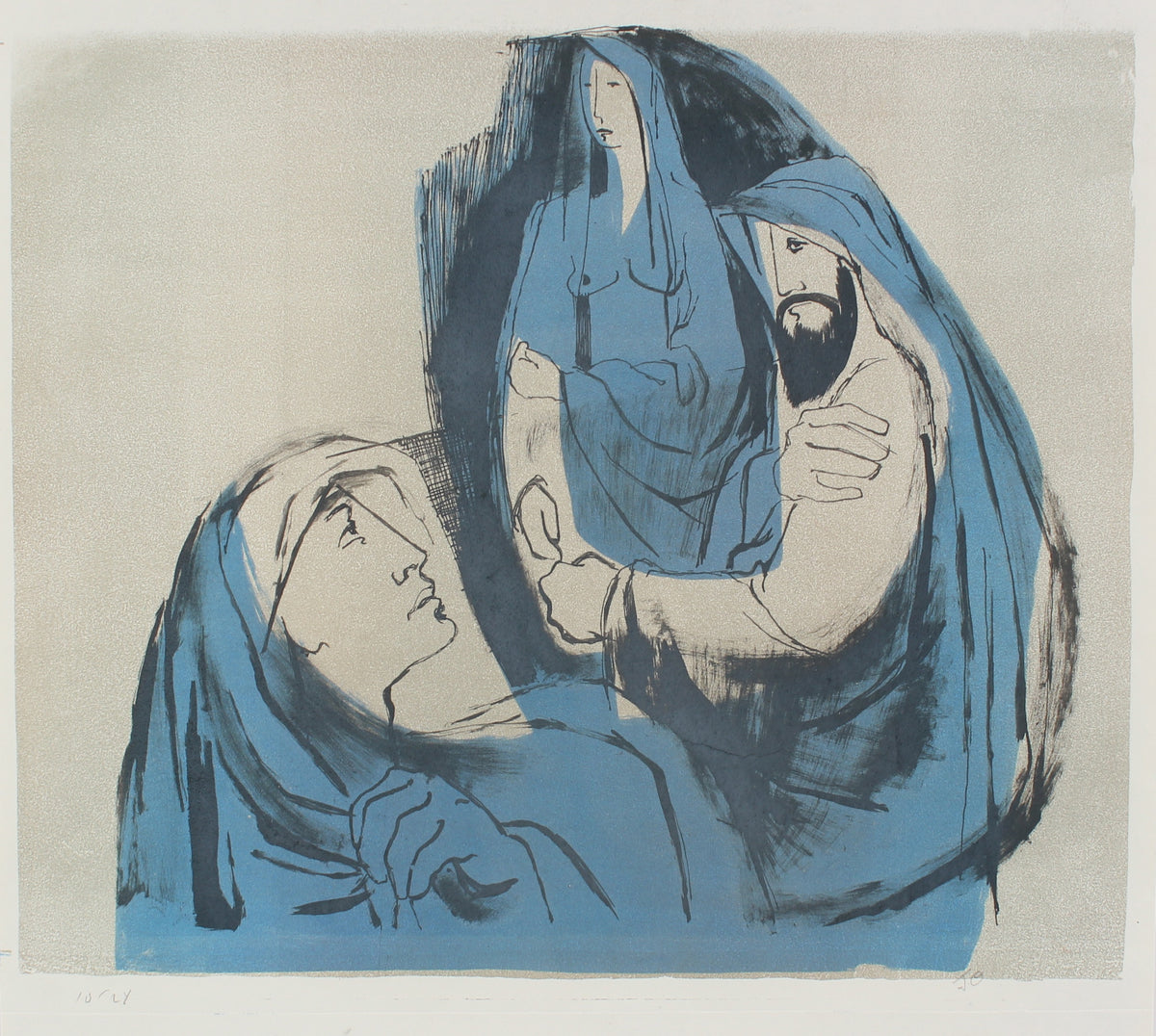 Depiction of Mary and Joseph &lt;br&gt;1940-50s Lithograph &lt;br&gt;&lt;br&gt;#A2188