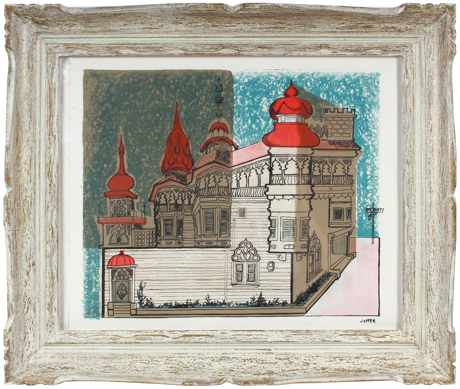 Modernist San Francisco Cityscape <br>1940-50s Lithograph <br><br>#A2191