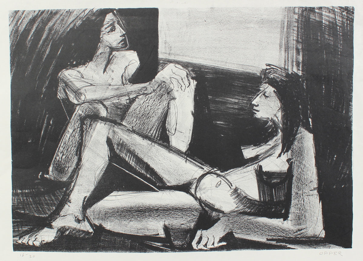 Two Nude Figures &lt;br&gt;1940-50s Stone Lithograph&lt;br&gt;&lt;br&gt;#A2192