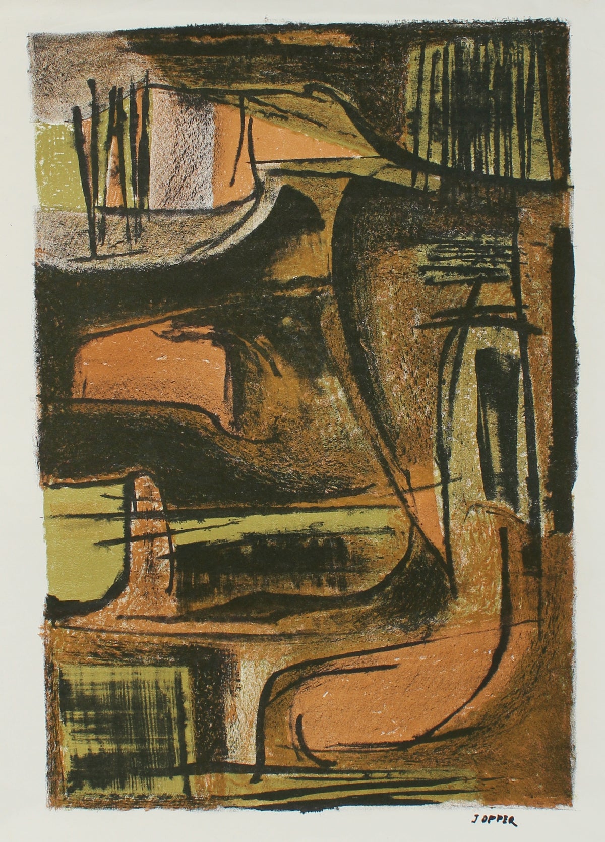 Warm Modernist Abstract &lt;br&gt;1940-50s Lithograph &lt;br&gt;&lt;br&gt;#A2198