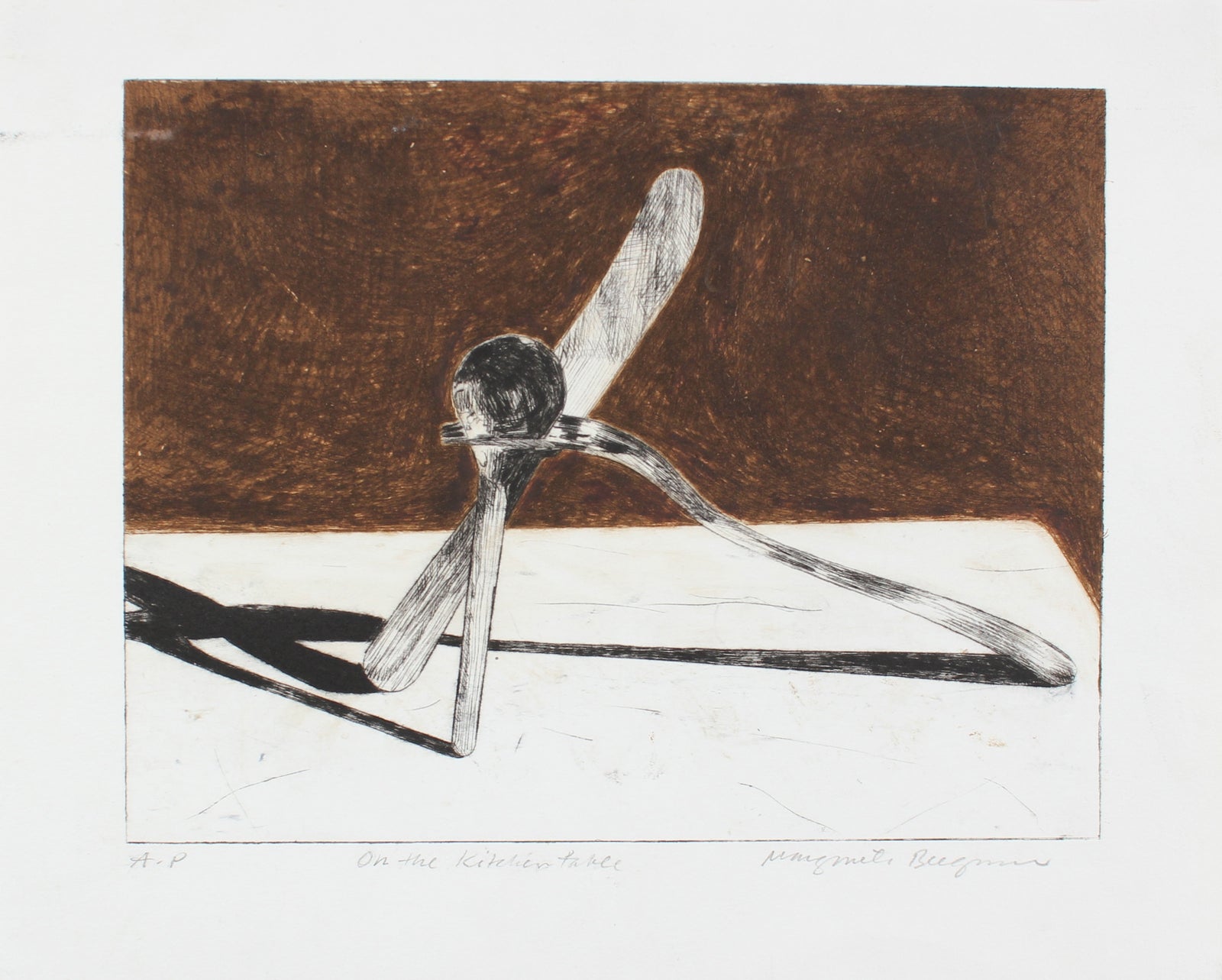 <i>On the Kitchen Table</i> <br>20th Century Etching <br><br>#A2215