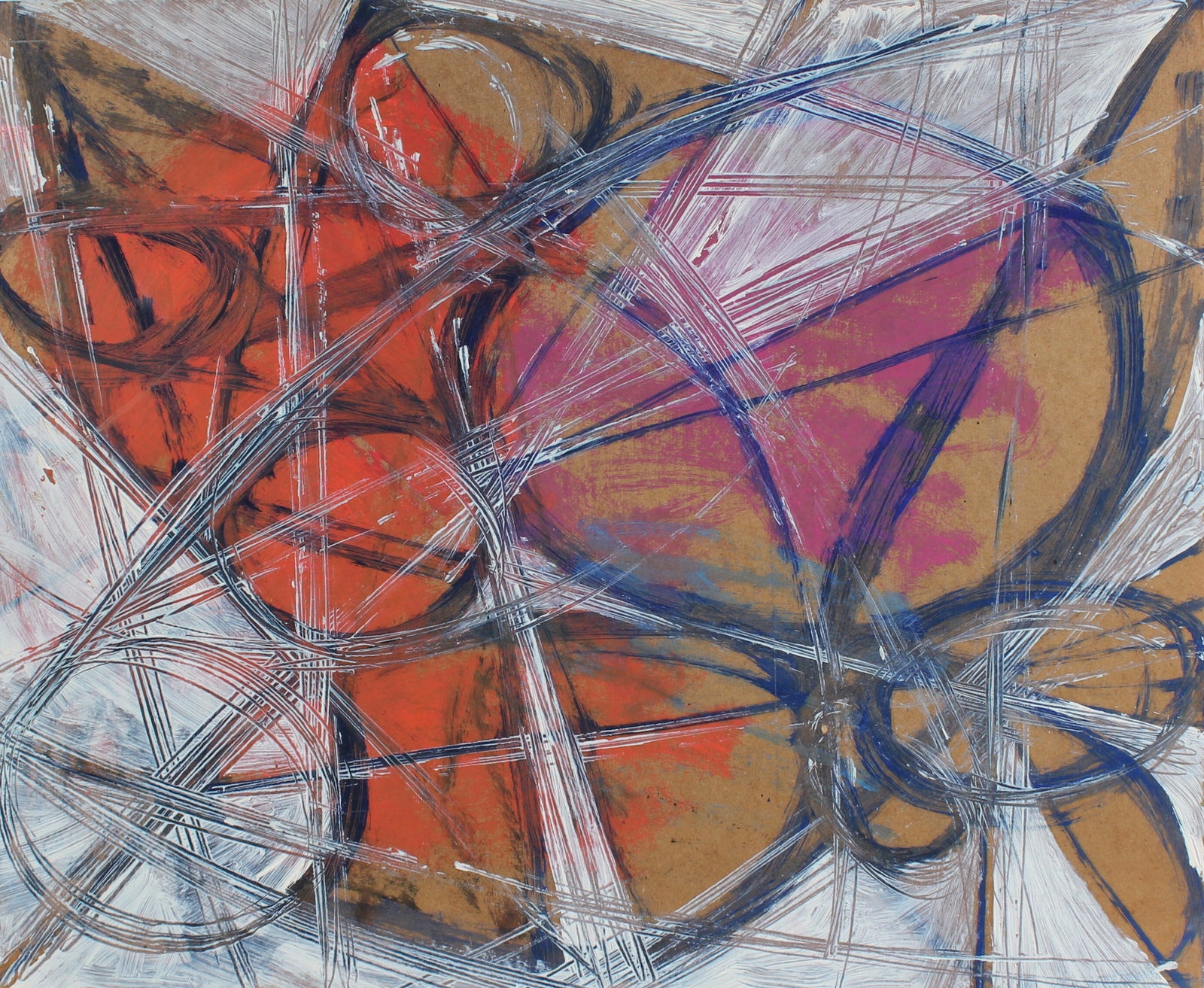 Circle & Lines Abstract Deconstruction <br>1950s Oil <br><br>#A2251