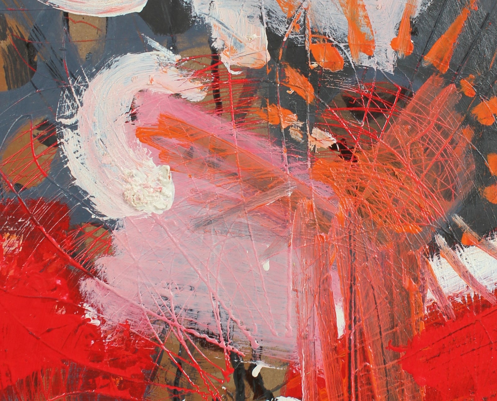 Mid Century Modern Abstract in Red <br>1950s Oil <br><br>#A2252