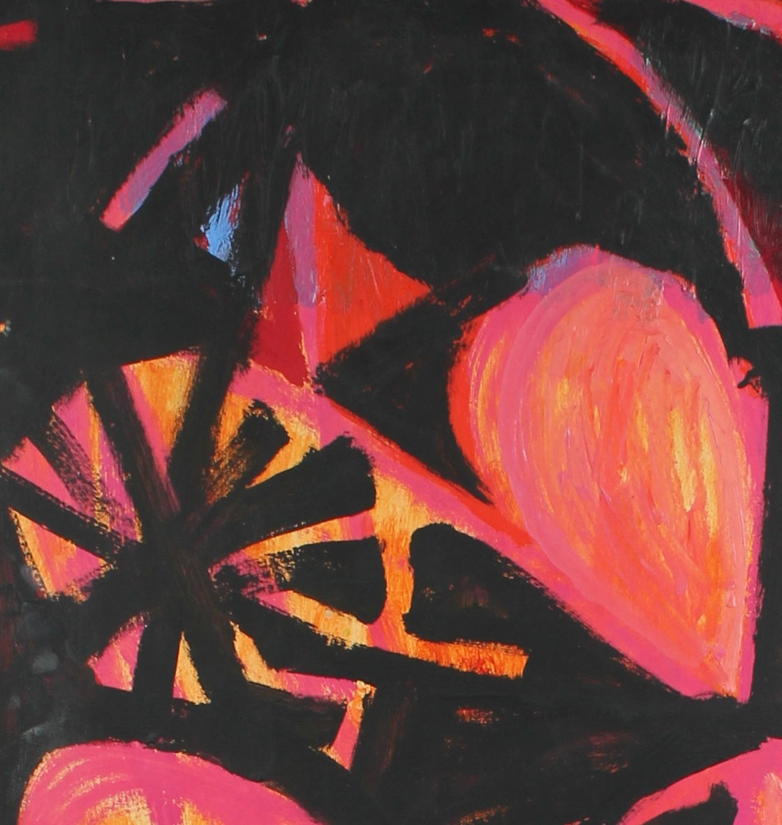 Modernist Abstract in Red & Orange<br>Late 1950s Oil<br><br>#A2259