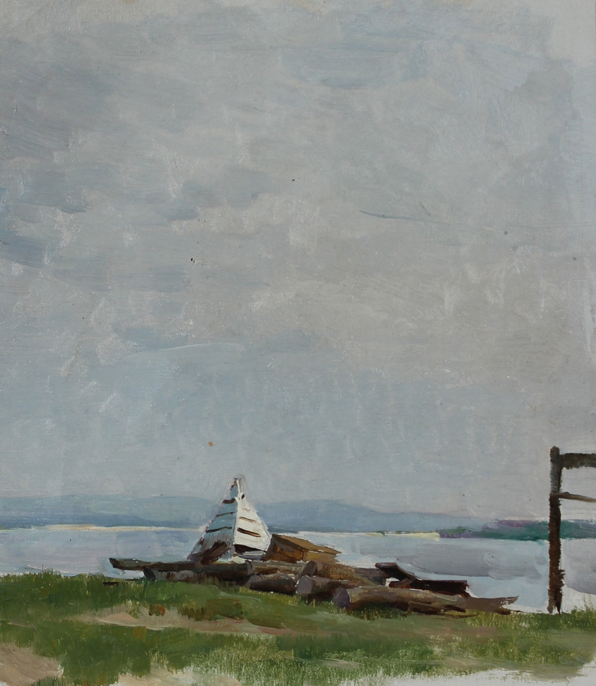 Serene Coastal Scene<br>1960-80s Oil<br>Vitkovski<br><br>#A2957