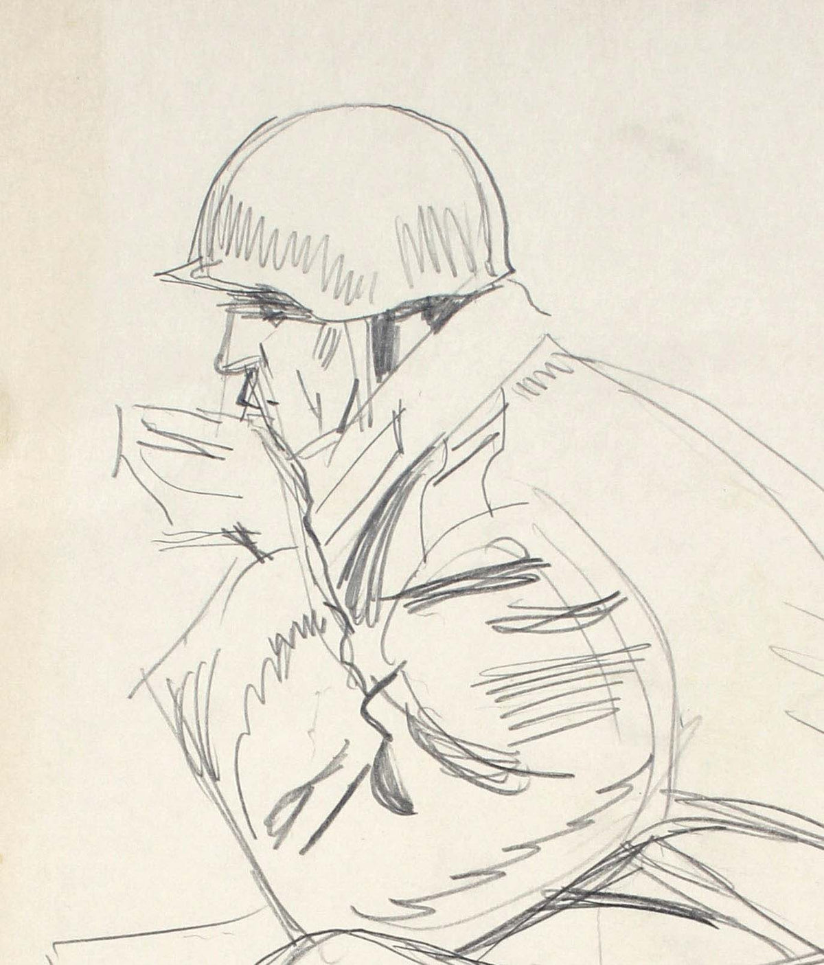 Russian Soldier Kneeling<br>1960-80s Graphite<br>Ivan Tikhi<br><br>#A2967