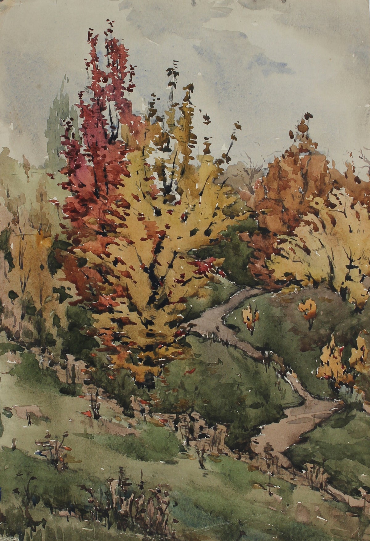 Autumn Trees&lt;br&gt;1970s Watercolor&lt;br&gt;Alexander Nazarenko&lt;br&gt;&lt;br&gt;#A3014