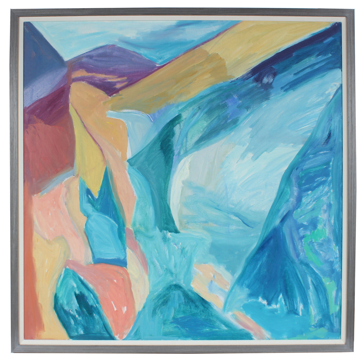 Bright Blue Abstraction &lt;br&gt;1980s Oil &lt;br&gt;&lt;br&gt;#A3035