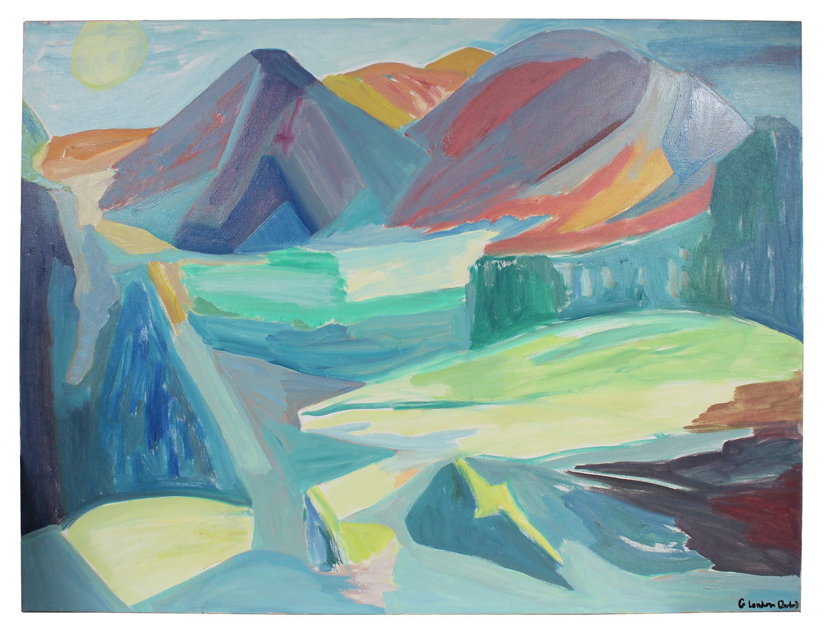 Abstracted Mountainous Landscape<br>1970s Oil <br><br>#A3040
