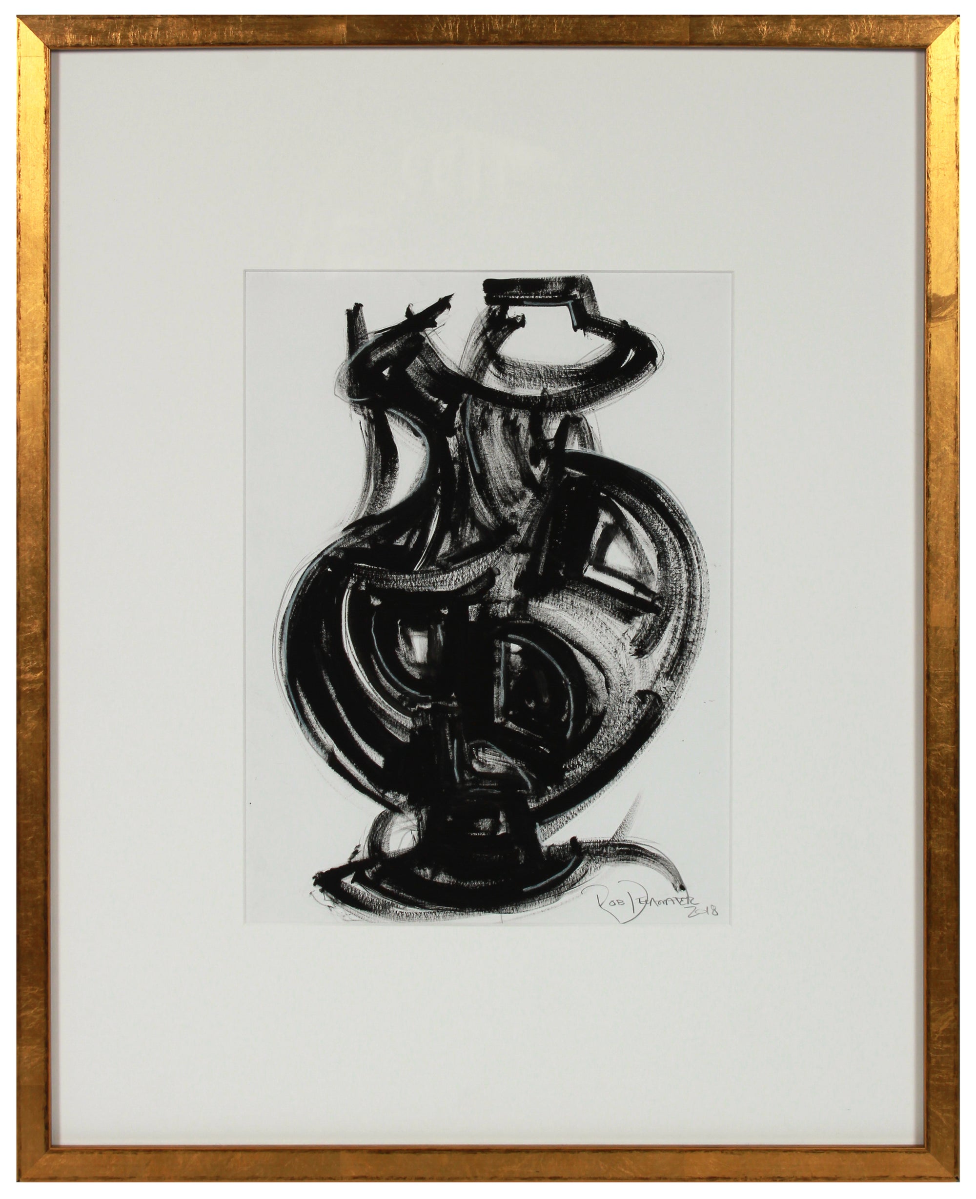 <i>Etruscan Vessel III</i><br>2018 Charcoal & Gouache<br><br>#A3133