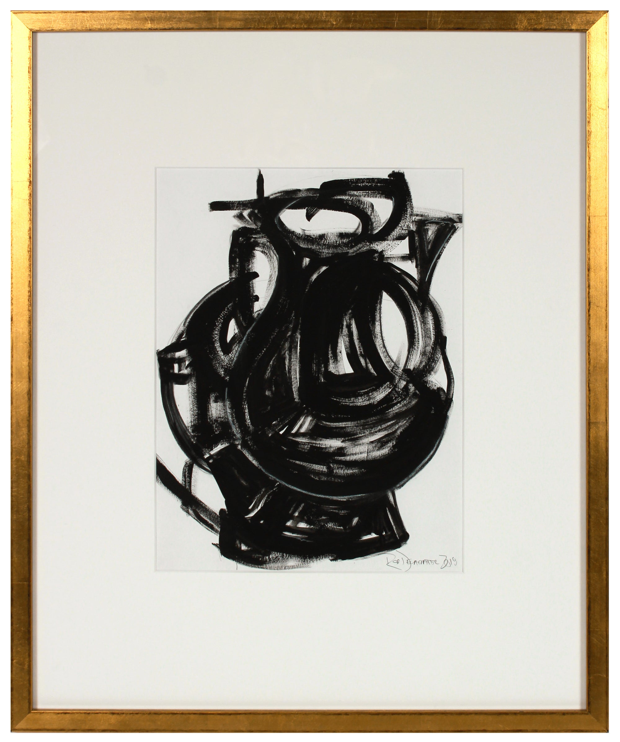 <i>Etruscan Vessel IV</i><br>2018 Charcoal & Gouache<br><br>#A3134