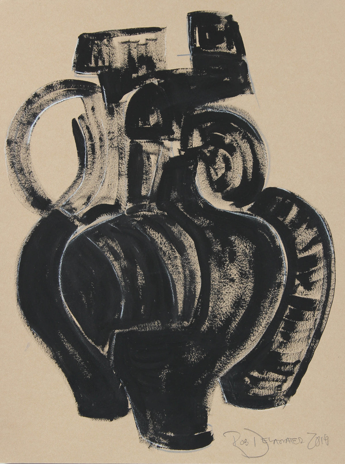 <i>Etruscan Vessel IX</i><br>2018 Charcoal & Gouache<br><br>#A3142