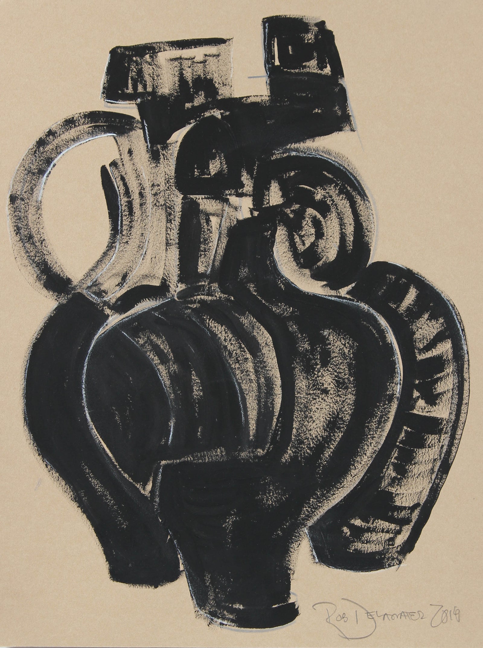 <i>Etruscan Vessel IX</i><br>2018 Charcoal & Gouache<br><br>#A3142