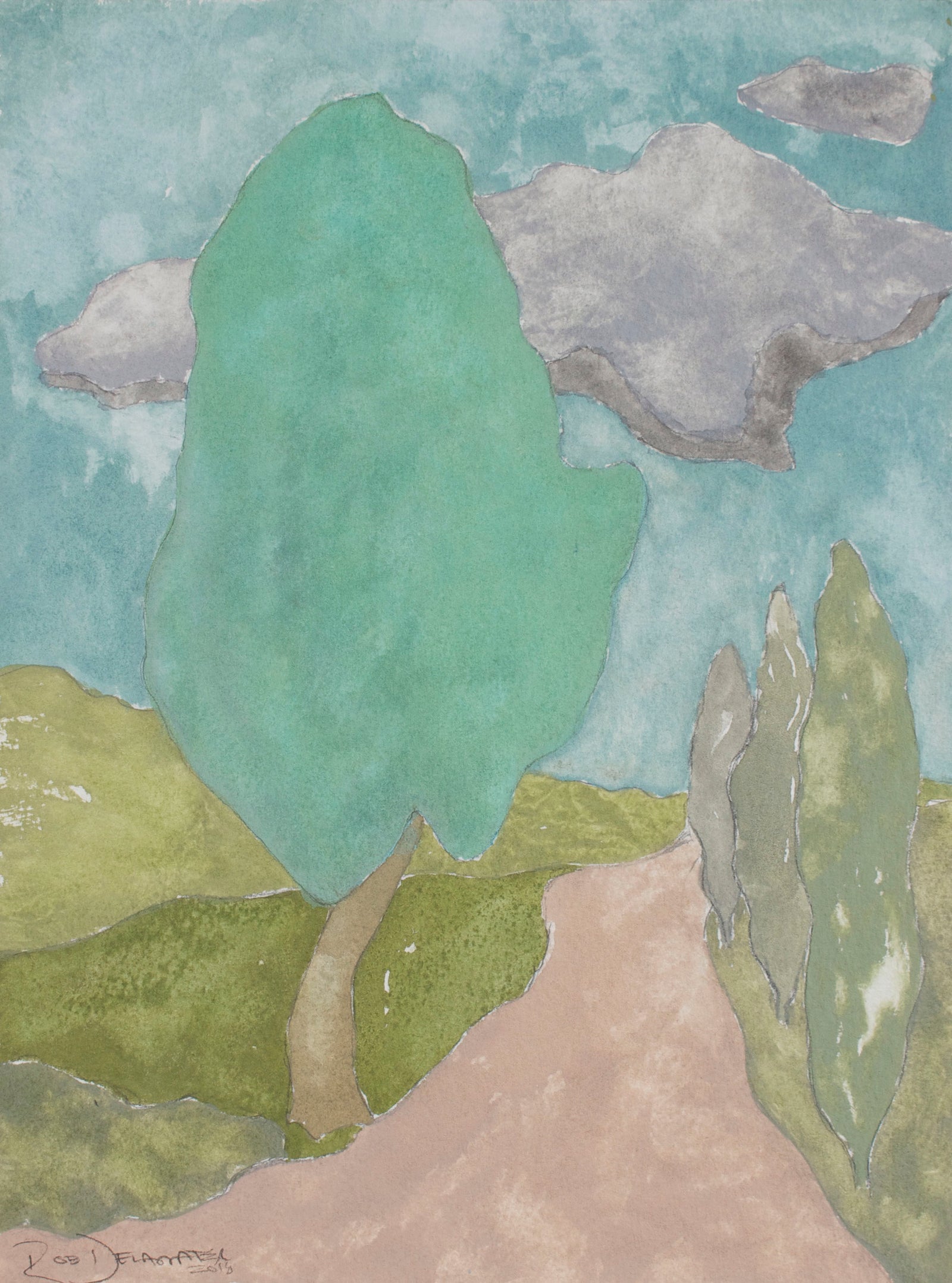 <i>Tuscan Landscape V</i><br>2018 Gouache<br><br>#A3189