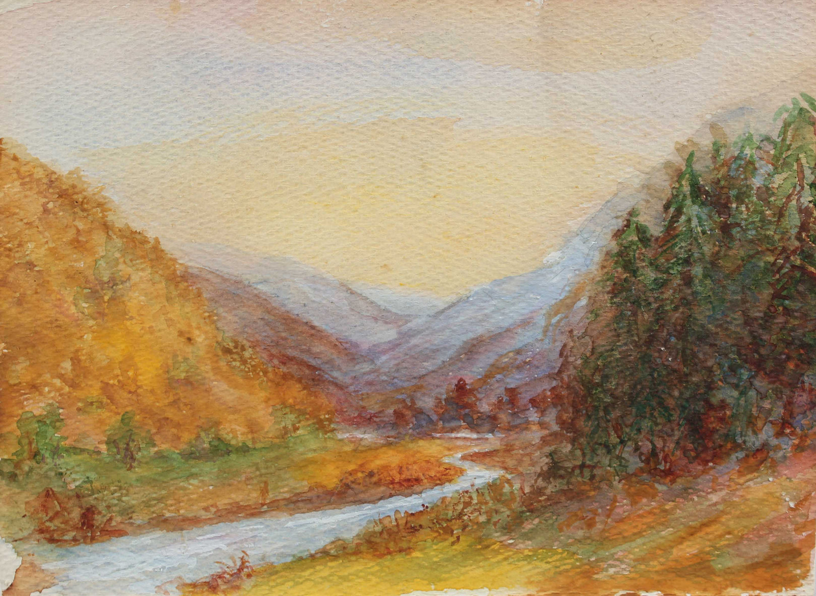 Serene Mountain Stream<br>1900-30s Oil<br><br>#A3276